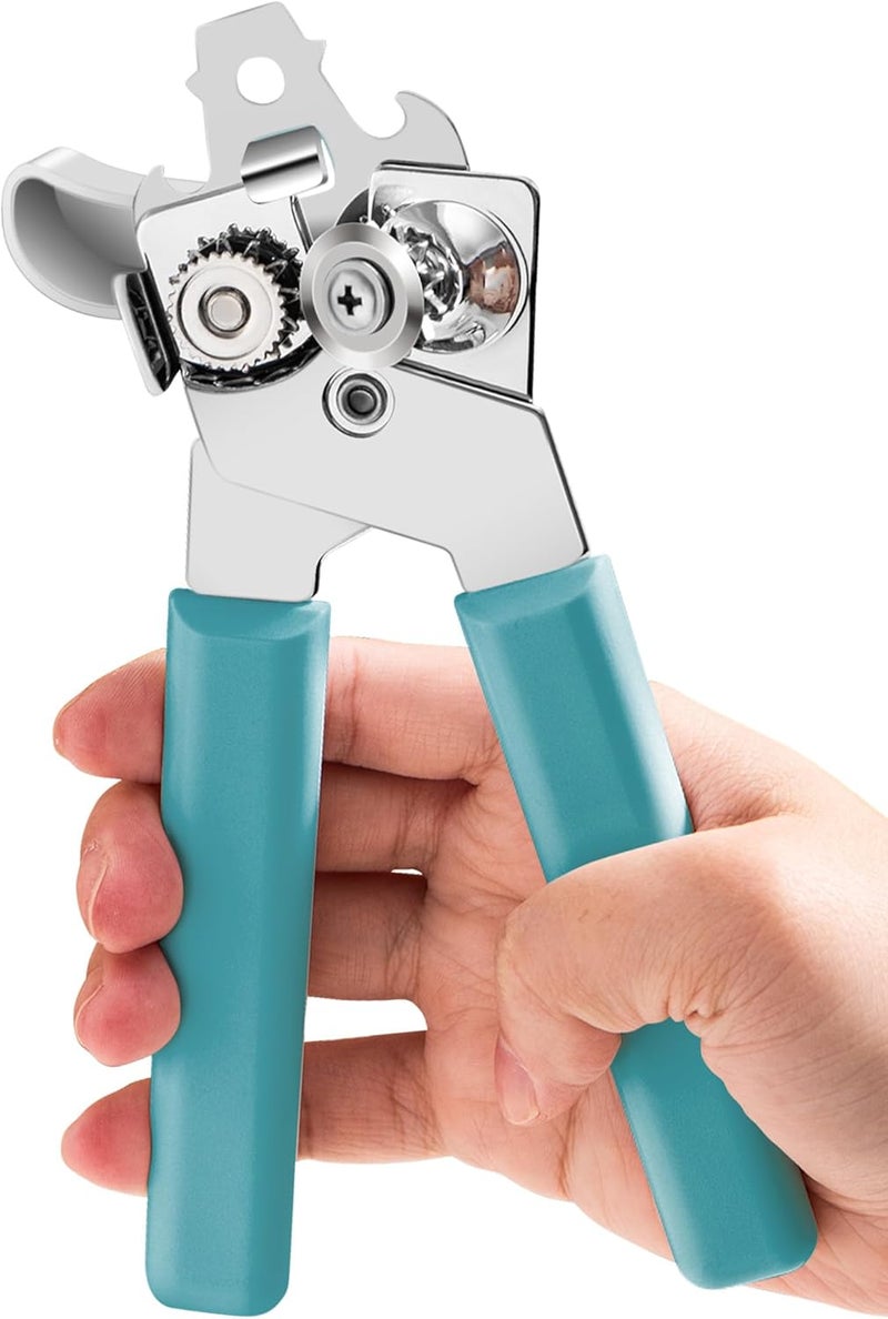 COKORA Can Opener Manual, Can Openers Hand Held with Comfort Anti-Slip Handles, Heavy Duty Stainless Steel Can Opener Smooth Edge and Bottle Openers, Easy Turn Can Openers for Seniors, Kitchen, Green - Image 1